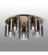Hudson 56cm Round Ceiling Flush 5 Light Flush Fitting E27 Light Gold/Smoke Wide Line Glass-3