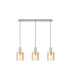Hudson Linear Pendant 3 Light Adjustable E27 Beige Stone/Amber Narrow Line Glass-5