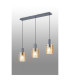 Hudson Linear Pendant 3 Light Adjustable E27 Dark Grey/Amber Narrow Line Glass-3