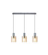 Hudson Linear Pendant 3 Light Adjustable E27 Dark Grey/Amber Narrow Line Glass-5
