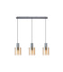 Hudson Linear Pendant 3 Light Adjustable E27 Dark Grey/Amber Narrow Line Glass-6