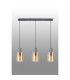 Hudson Linear Pendant 3 Light Adjustable E27 Dark Grey/Amber Narrow Line Glass-11