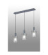 Hudson Linear Pendant 3 Light Adjustable E27 Dark Grey/Clear Narrow Line Glass-3