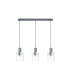 Hudson Linear Pendant 3 Light Adjustable E27 Dark Grey/Clear Narrow Line Glass-6