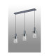 Hudson Linear Pendant 3 Light Adjustable E27 Dark Grey/Clear Narrow Line Glass-9