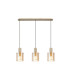 Hudson Linear Pendant 3 Light Adjustable E27 Light Gold/Amber Narrow Line Glass-5