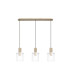 Hudson Linear Pendant 3 Light Adjustable E27 Light Gold/Clear Narrow Line Glass-5