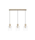 Hudson Linear Pendant 3 Light Adjustable E27 Light Gold/Clear Narrow Line Glass-6