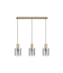 Hudson Linear Pendant 3 Light Adjustable E27 Light Gold/Smoke Narrow Line Glass-6