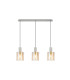 Hudson Linear Pendant 3 Light Adjustable E27 Beige Stone/Amber Wide Line Glass-5
