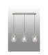 Hudson Linear Pendant 3 Light Adjustable E27 Beige Stone/Clear Wide Line Glass-10