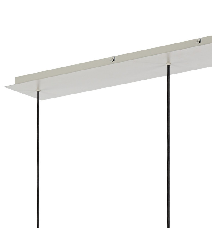 Hudson Linear Pendant 3 Light Adjustable E27 Beige Stone/Frosted/Clear Wide Line Glass-7