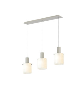 Hudson Linear Pendant 3 Light Adjustable E27 Beige Stone/Gloss White Wide Line Glass-1