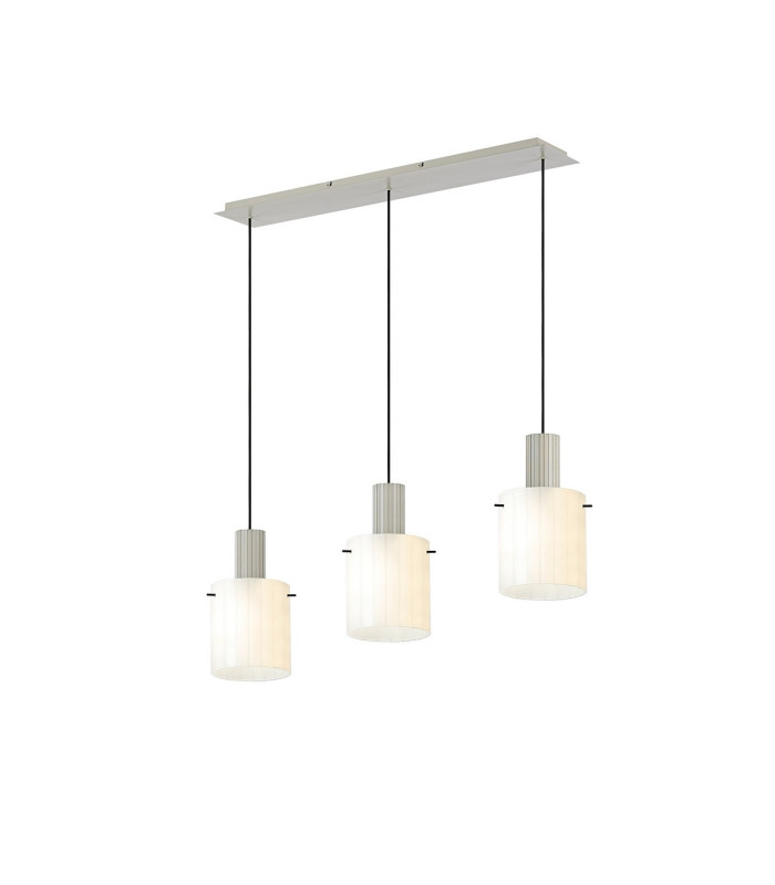 Hudson Linear Pendant 3 Light Adjustable E27 Beige Stone/Gloss White Wide Line Glass-1