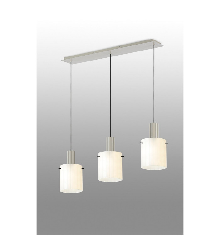 Hudson Linear Pendant 3 Light Adjustable E27 Beige Stone/Gloss White Wide Line Glass-3