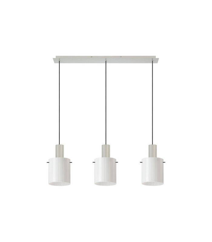 Hudson Linear Pendant 3 Light Adjustable E27 Beige Stone/Gloss White Wide Line Glass-6