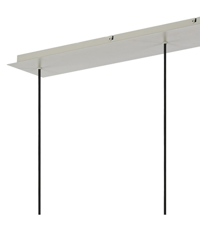 Hudson Linear Pendant 3 Light Adjustable E27 Beige Stone/Gloss White Wide Line Glass-7