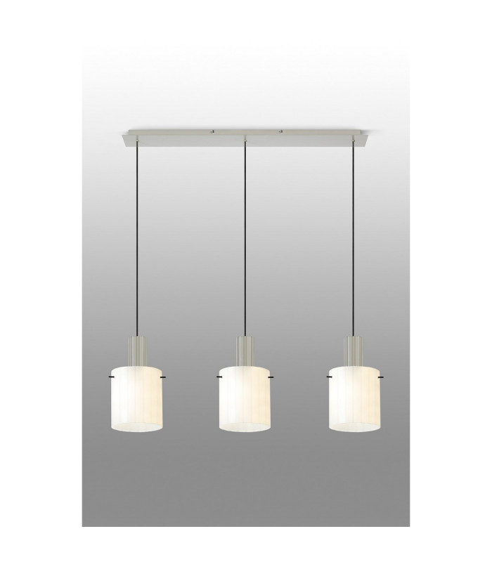 Hudson Linear Pendant 3 Light Adjustable E27 Beige Stone/Gloss White Wide Line Glass-11