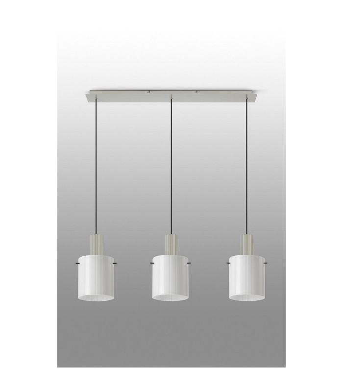 Hudson Linear Pendant 3 Light Adjustable E27 Beige Stone/Gloss White Wide Line Glass-12