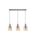 Hudson Linear Pendant 3 Light Adjustable E27 Dark Grey/Amber Wide Line Glass-6