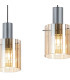 Hudson Linear Pendant 3 Light Adjustable E27 Dark Grey/Amber Wide Line Glass-8
