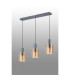 Hudson Linear Pendant 3 Light Adjustable E27 Dark Grey/Amber Wide Line Glass-9