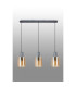 Hudson Linear Pendant 3 Light Adjustable E27 Dark Grey/Amber Wide Line Glass-11