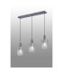 Hudson Linear Pendant 3 Light Adjustable E27 Dark Grey/Clear Wide Line Glass-3