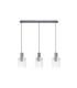 Hudson Linear Pendant 3 Light Adjustable E27 Dark Grey/Clear Wide Line Glass-6
