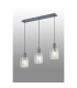 Hudson Linear Pendant 3 Light Adjustable E27 Dark Grey/Frosted/Clear Wide Line Glass-3