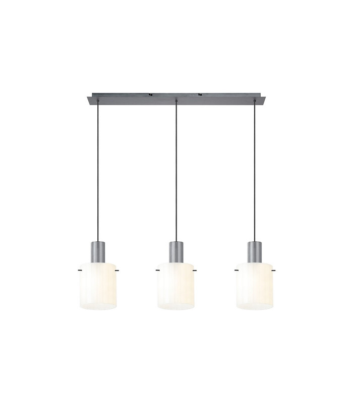 Hudson Linear Pendant 3 Light Adjustable E27 Dark Grey/Gloss White Wide Line Glass-4