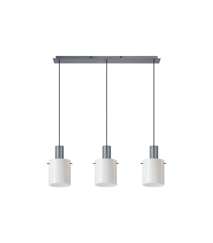 Hudson Linear Pendant 3 Light Adjustable E27 Dark Grey/Gloss White Wide Line Glass-5