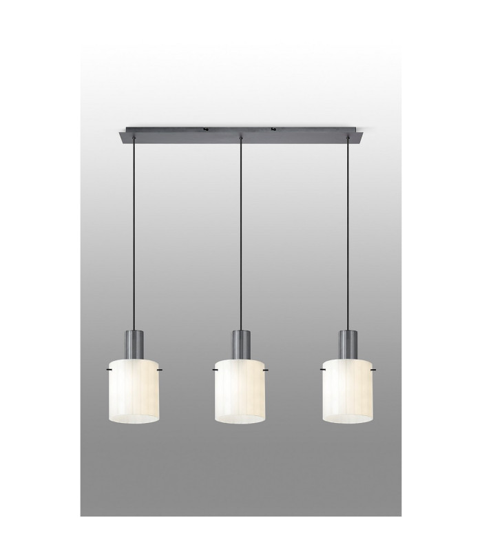 Hudson Linear Pendant 3 Light Adjustable E27 Dark Grey/Gloss White Wide Line Glass-10