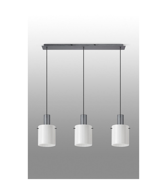 Hudson Linear Pendant 3 Light Adjustable E27 Dark Grey/Gloss White Wide Line Glass-11