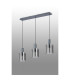 Hudson Linear Pendant 3 Light Adjustable E27 Dark Grey/Smoke Wide Line Glass-9