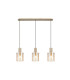 Hudson Linear Pendant 3 Light Adjustable E27 Light Gold/Amber Wide Line Glass-5