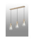 Hudson Linear Pendant 3 Light Adjustable E27 Light Gold/Clear Wide Line Glass-3