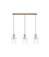 Hudson Linear Pendant 3 Light Adjustable E27 Light Gold/Clear Wide Line Glass-6