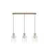 Hudson Linear Pendant 3 Light Adjustable E27 Light Gold/Clear Wide Line Glass-7