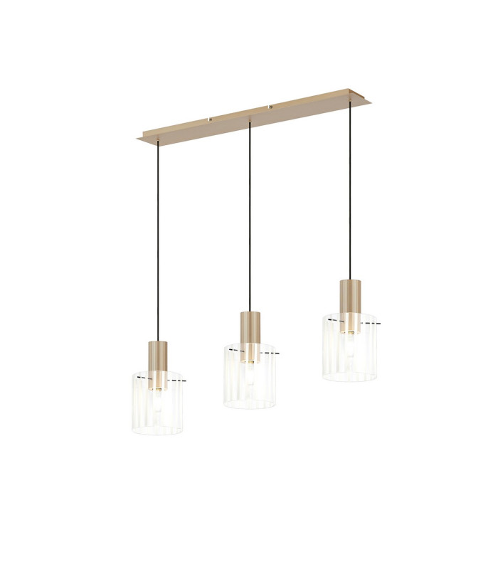 Hudson Linear Pendant 3 Light Adjustable E27 Light Gold/Frosted/Clear Wide Line Glass-1