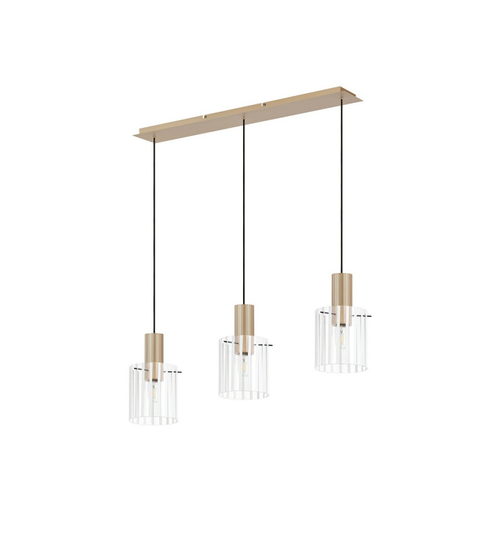 Hudson Linear Pendant 3 Light Adjustable E27 Light Gold/Frosted/Clear Wide Line Glass-4