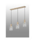 Hudson Linear Pendant 3 Light Adjustable E27 Light Gold/Frosted/Clear Wide Line Glass-9