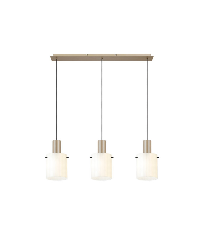 Hudson Linear Pendant 3 Light Adjustable E27 Light Gold/Gloss White Wide Line Glass-5