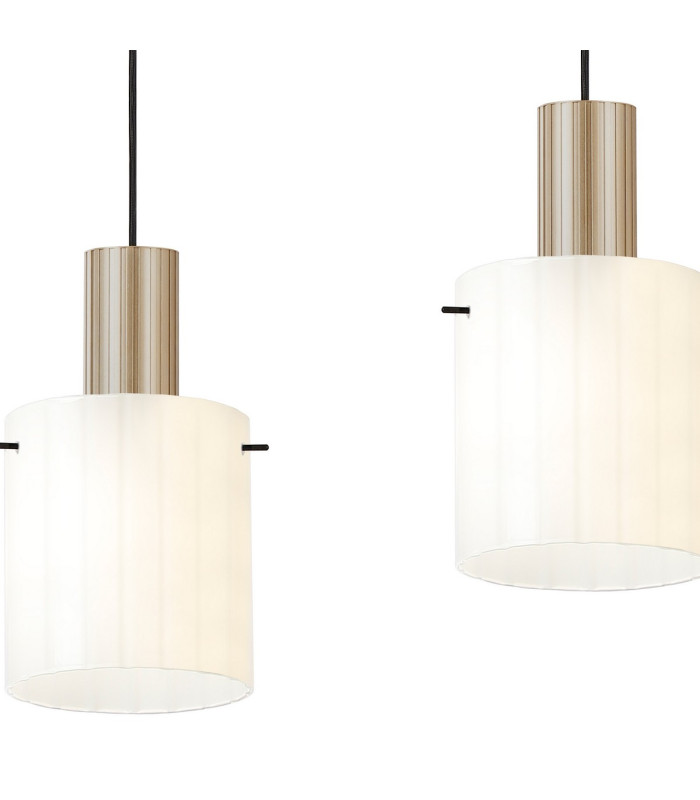 Hudson Linear Pendant 3 Light Adjustable E27 Light Gold/Gloss White Wide Line Glass-8