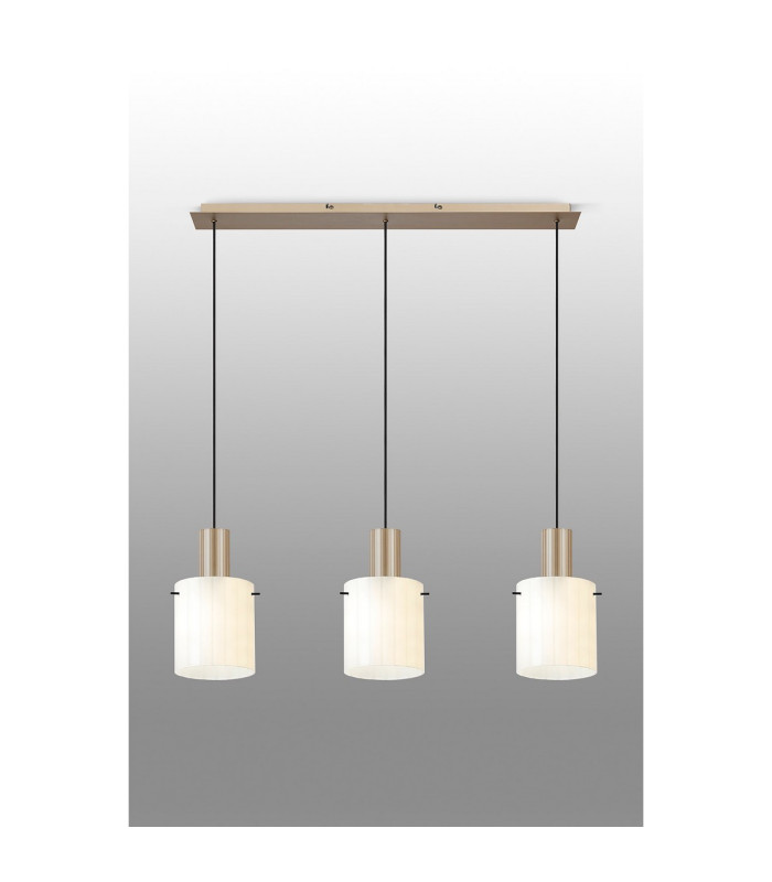 Hudson Linear Pendant 3 Light Adjustable E27 Light Gold/Gloss White Wide Line Glass-11