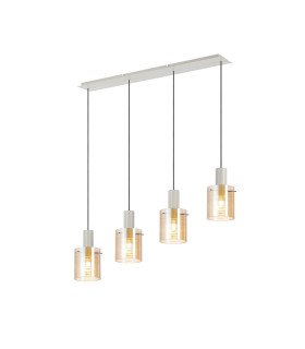 Hudson Linear Pendant 4 Light Adjustable E27 Beige Stone/Amber Narrow Line Glass-1