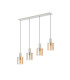 Hudson Linear Pendant 4 Light Adjustable E27 Beige Stone/Amber Narrow Line Glass-4