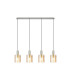 Hudson Linear Pendant 4 Light Adjustable E27 Beige Stone/Amber Narrow Line Glass-5