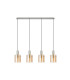 Hudson Linear Pendant 4 Light Adjustable E27 Beige Stone/Amber Narrow Line Glass-6