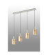 Hudson Linear Pendant 4 Light Adjustable E27 Beige Stone/Amber Narrow Line Glass-9